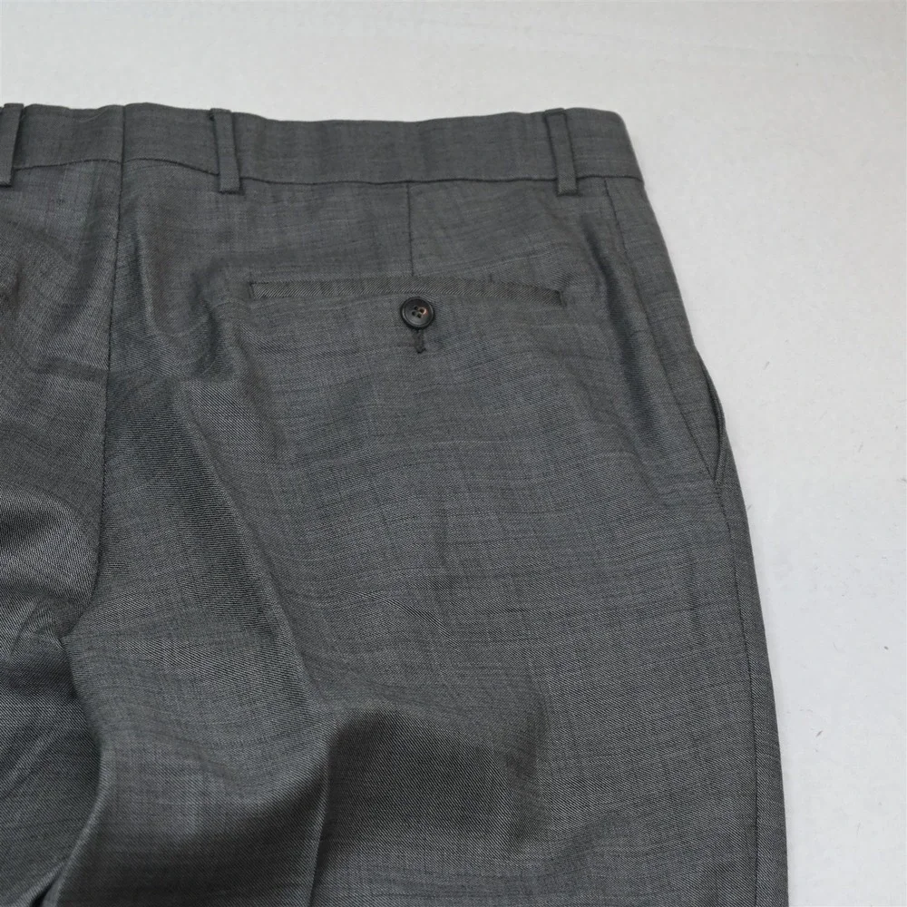 Jos A Bank 41L 34x32 Gray Sharkskin 100% Wool Traveler Mens Jacket Pants Suit
